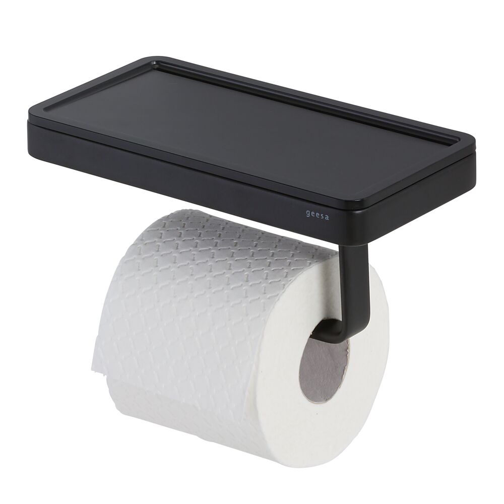 Geesa Frame toiletrolhouder met planchet zwart