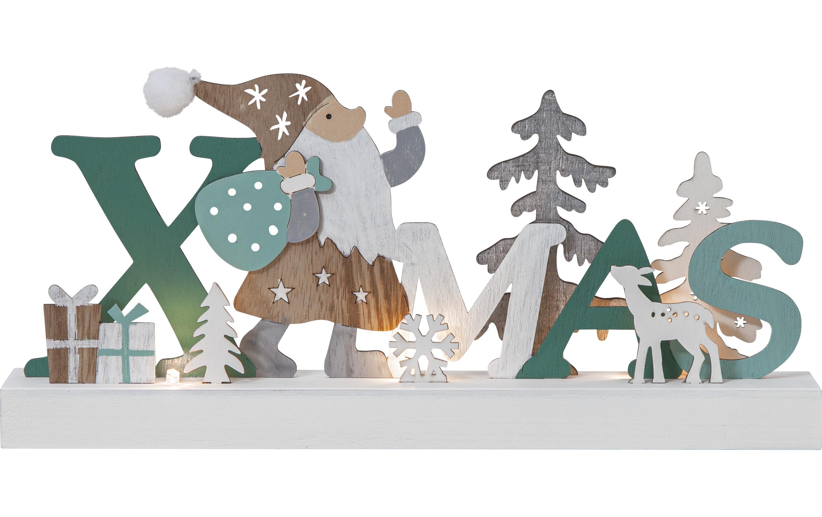 Kerzenständer Reinbek Xmas 30 cm, HolzBeleuchteter Weihnachtsschriftzug