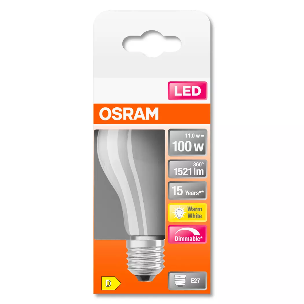 LED-Tropfen matt E27/ 12Watt/ Energie D