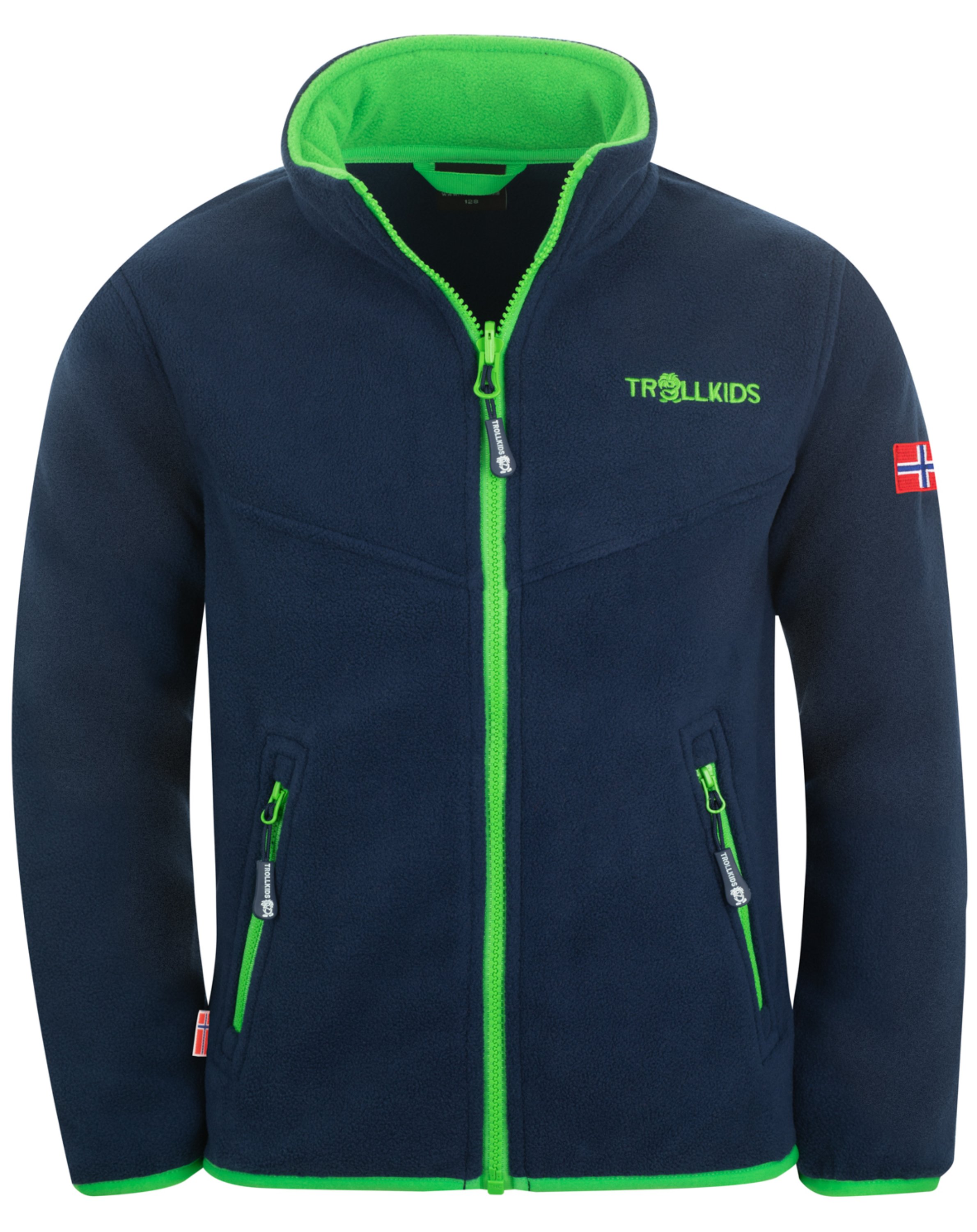 Fleece-JaKids OPPDAL XT ZIP-IN in navy/bright green