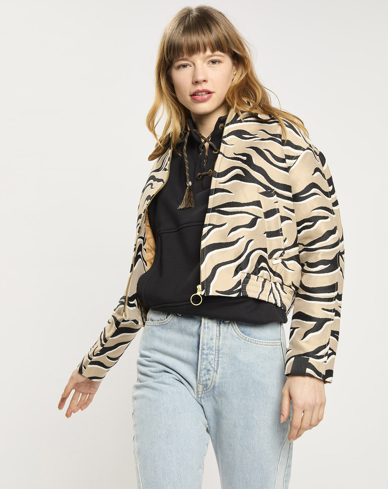 Scotch & Soda Veste courte Animal beige/noir