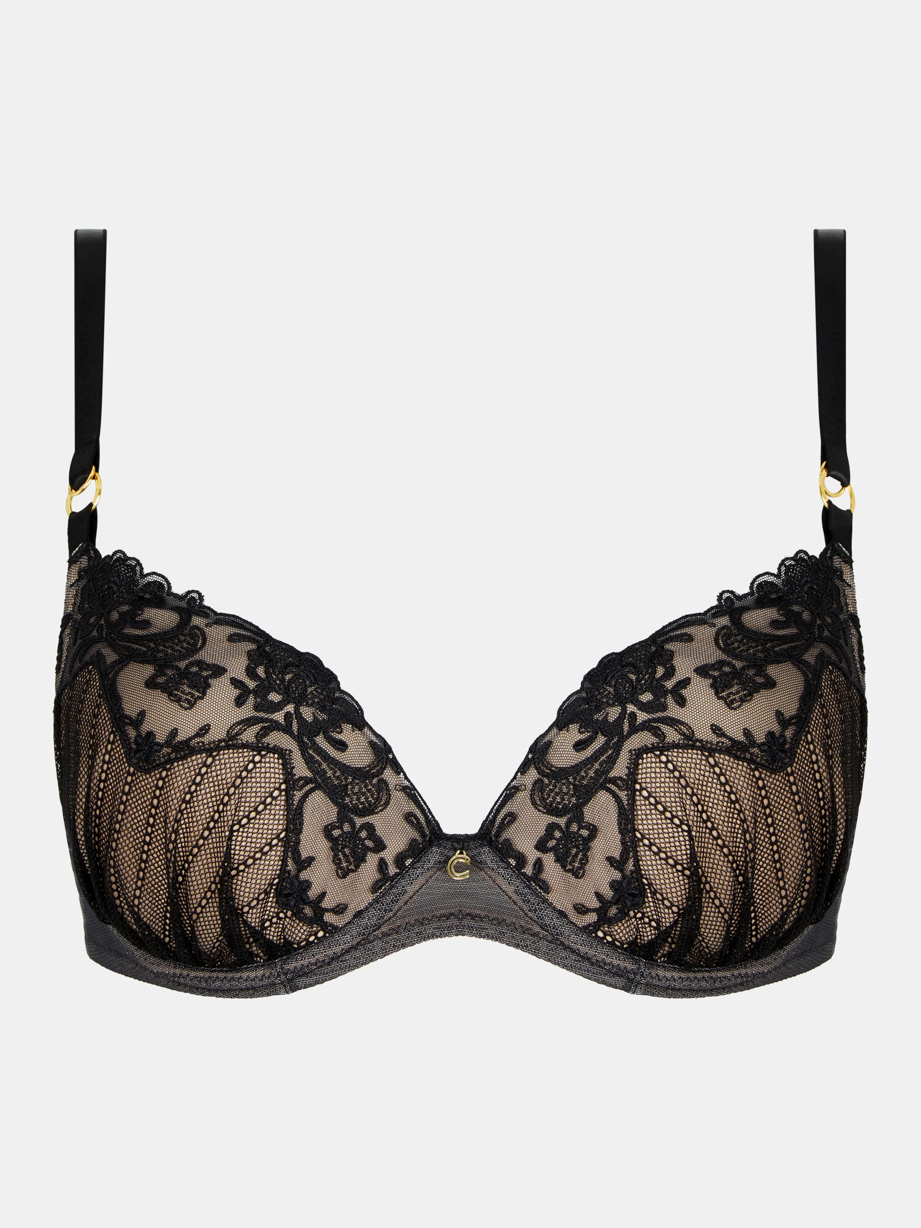 CABARET SAUVAGE - Soutien-gorge coques push-up broderie | Noir