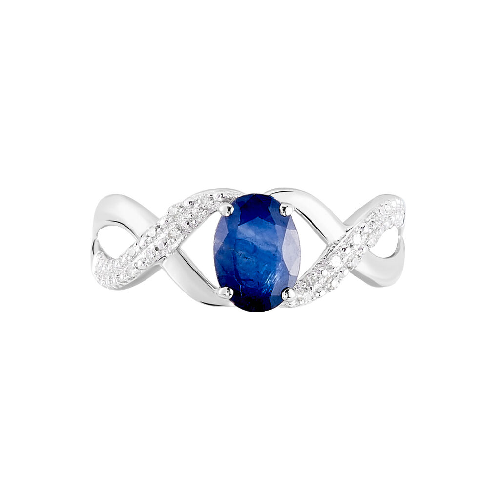 Bague Jess Or Blanc Saphir Et Diamant