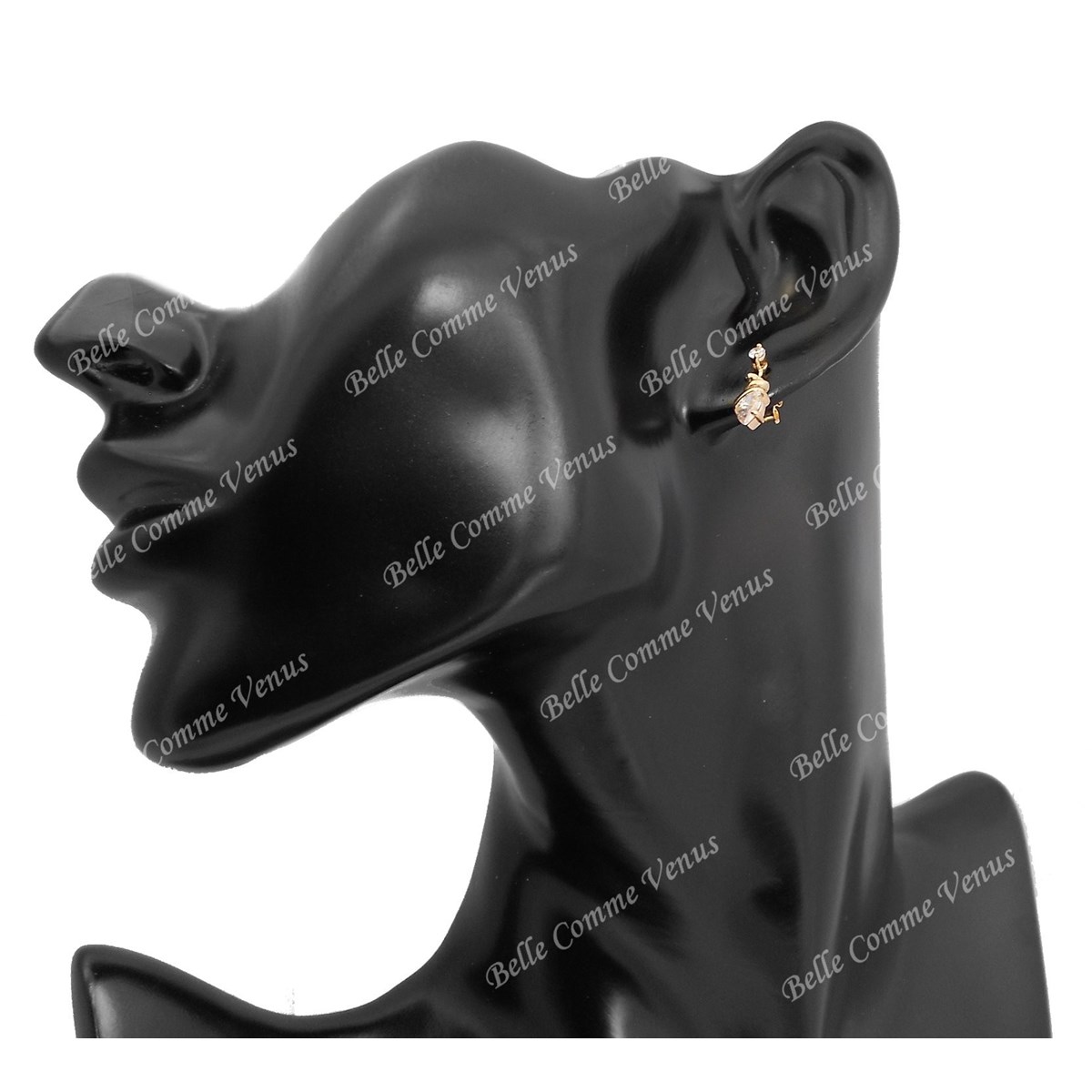 Boucles d'oreilles torsade goutte oxyde de zirconium Plaqué OR 750 3 microns