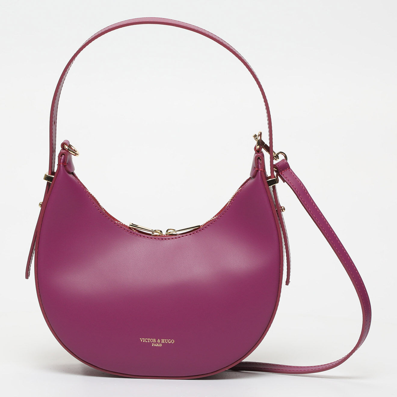 Victor & Hugo Sac porté épaule en Cuir Bruna fushia - 25x15x8.5 cm