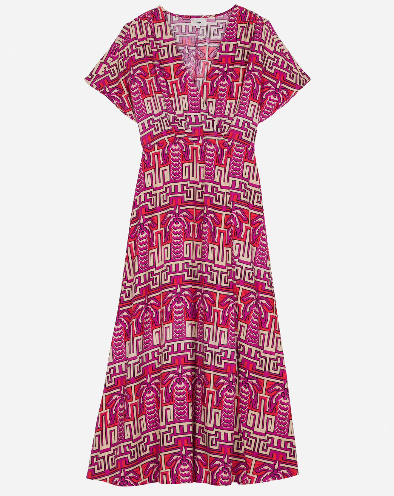 An'ge Robe mi-longue Camille cache-cœur framboise/rouge