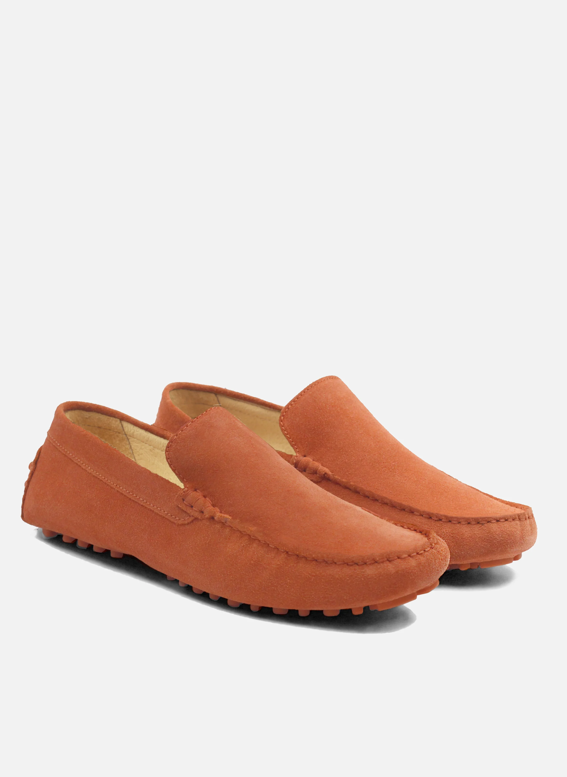 Mocassins picots doublés cuir daim | Orange