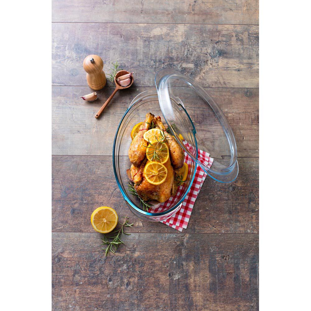 Cocotte ovale en verre transparent 4 L