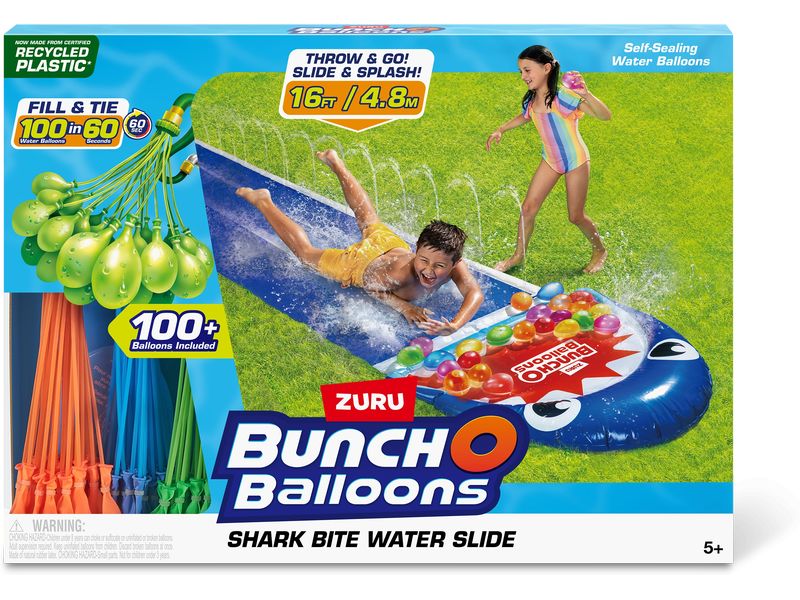 Zuru Wasserrutsche Hai Bunch O Balloons Wasserspielzeug mit 100  Wasserballoons