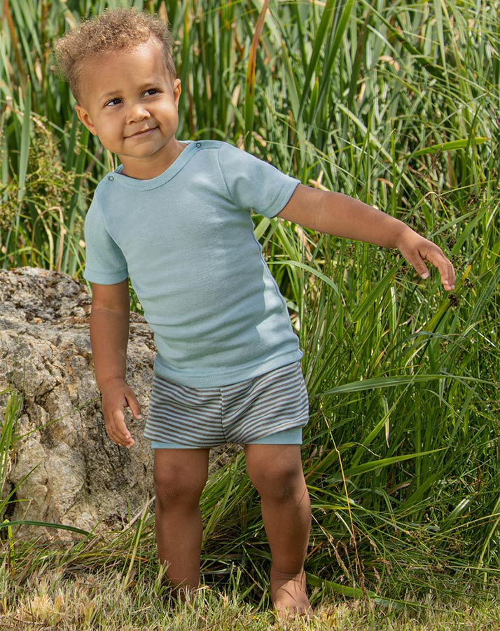 T-Shirt WOLLE BASIC mit Seide in gletscherblau