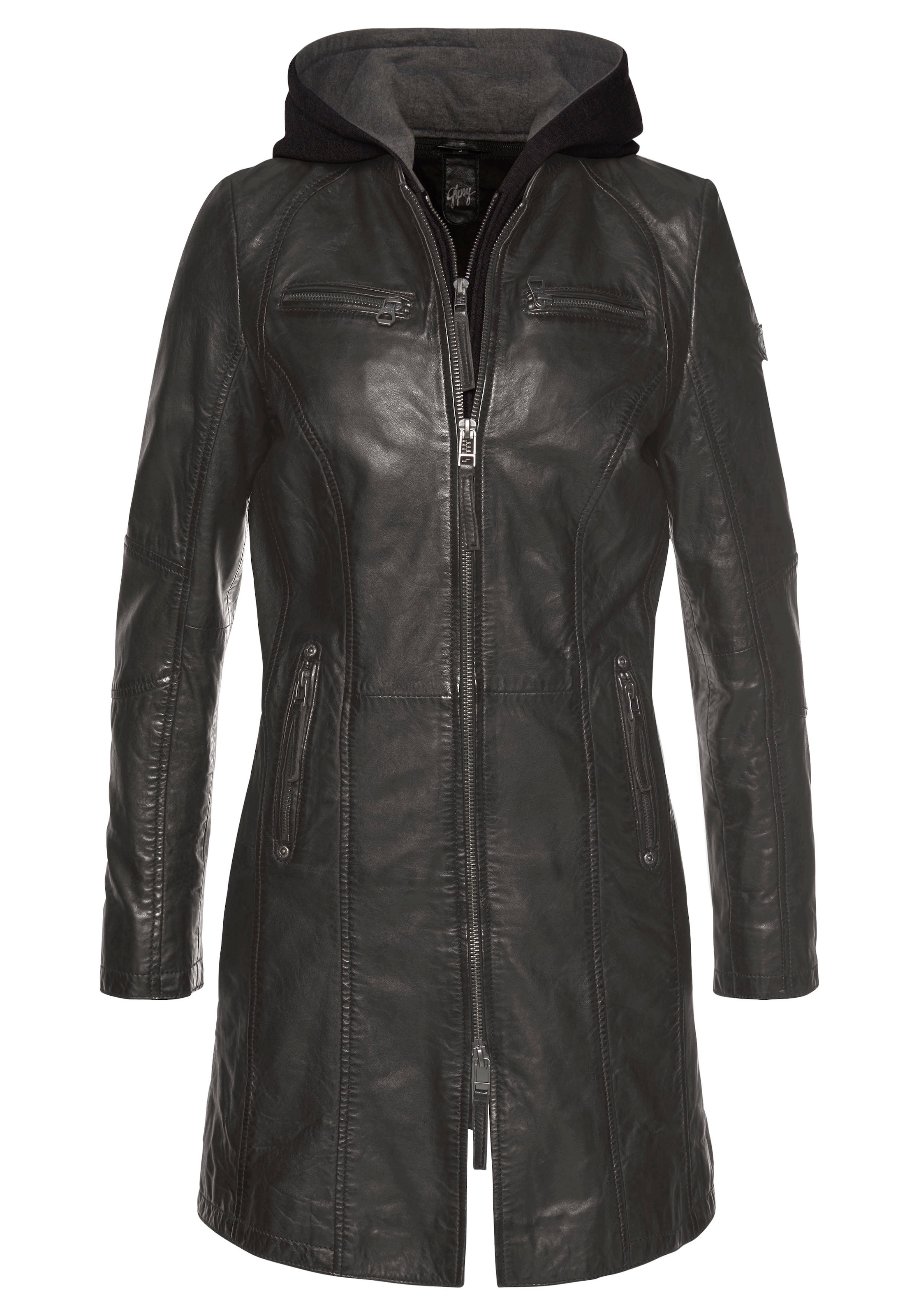 Mauritius Ledermantel »Bente«, 2-in-1-Lederjacke mit abnehmbarem Kapuzen-Inlay aus Jerseyqualität