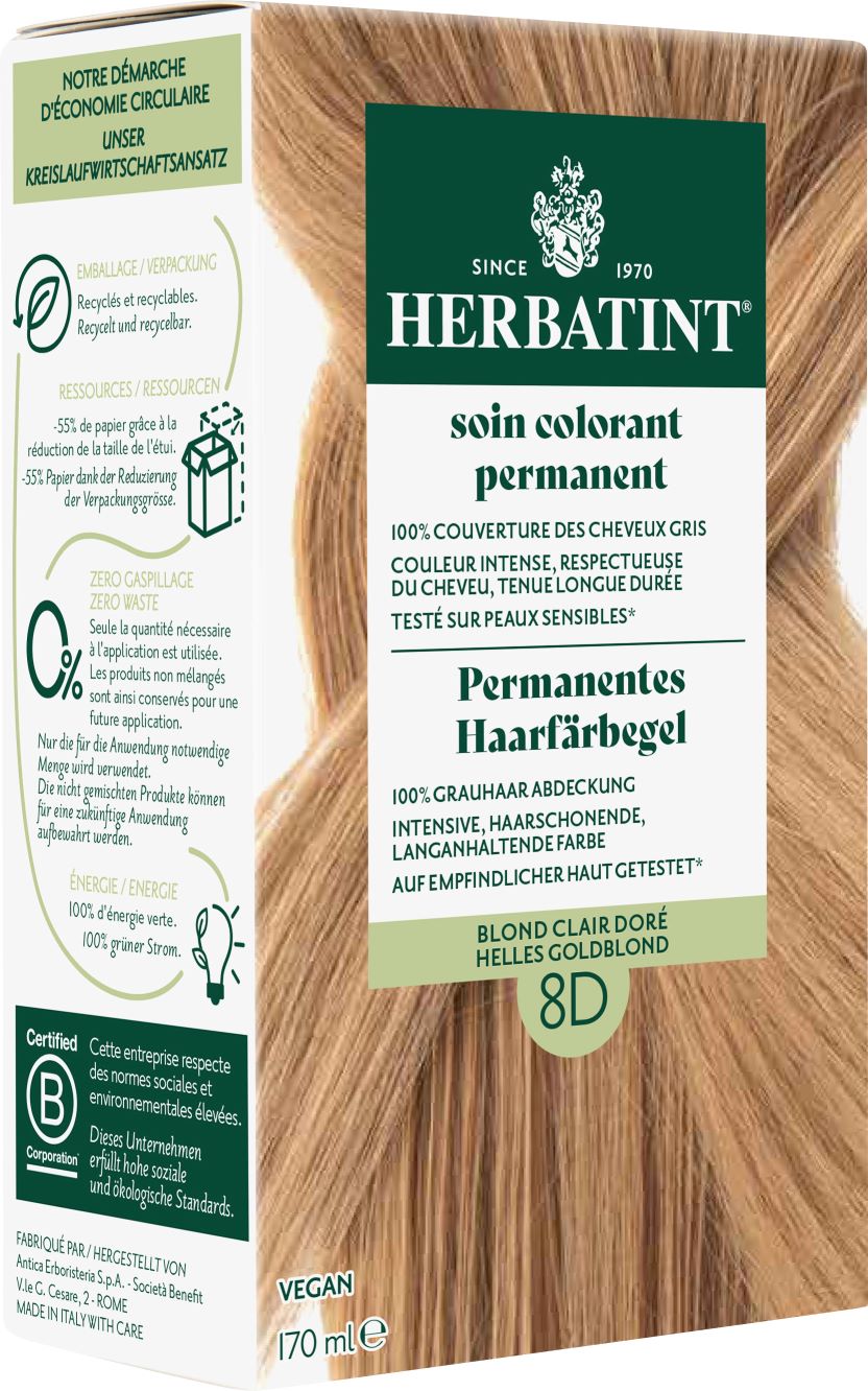 HERBATINT Haarfärbegel<br>170 ml, Flasche, Gel, 8D Helles Goldblond