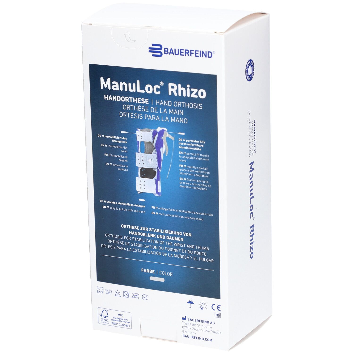 BAUERFEIND Manuloc® Rhizo Orthese Handgelenk-Daumen Stabilisator Größe 1 rechts