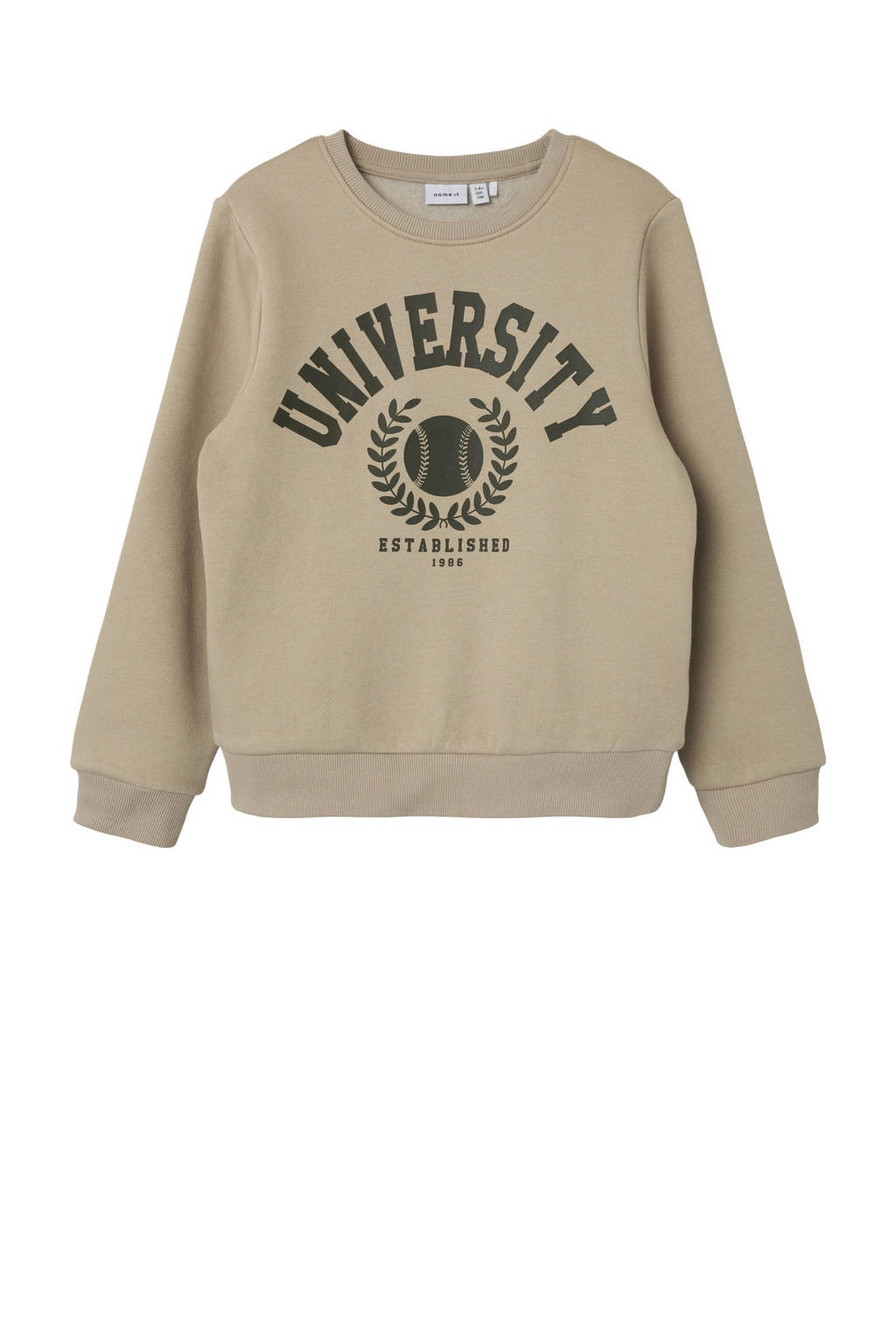 NAME IT sweater NKNTILLE met printopdruk beige