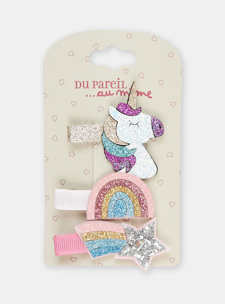 3 barrettes fantaisies argent fille