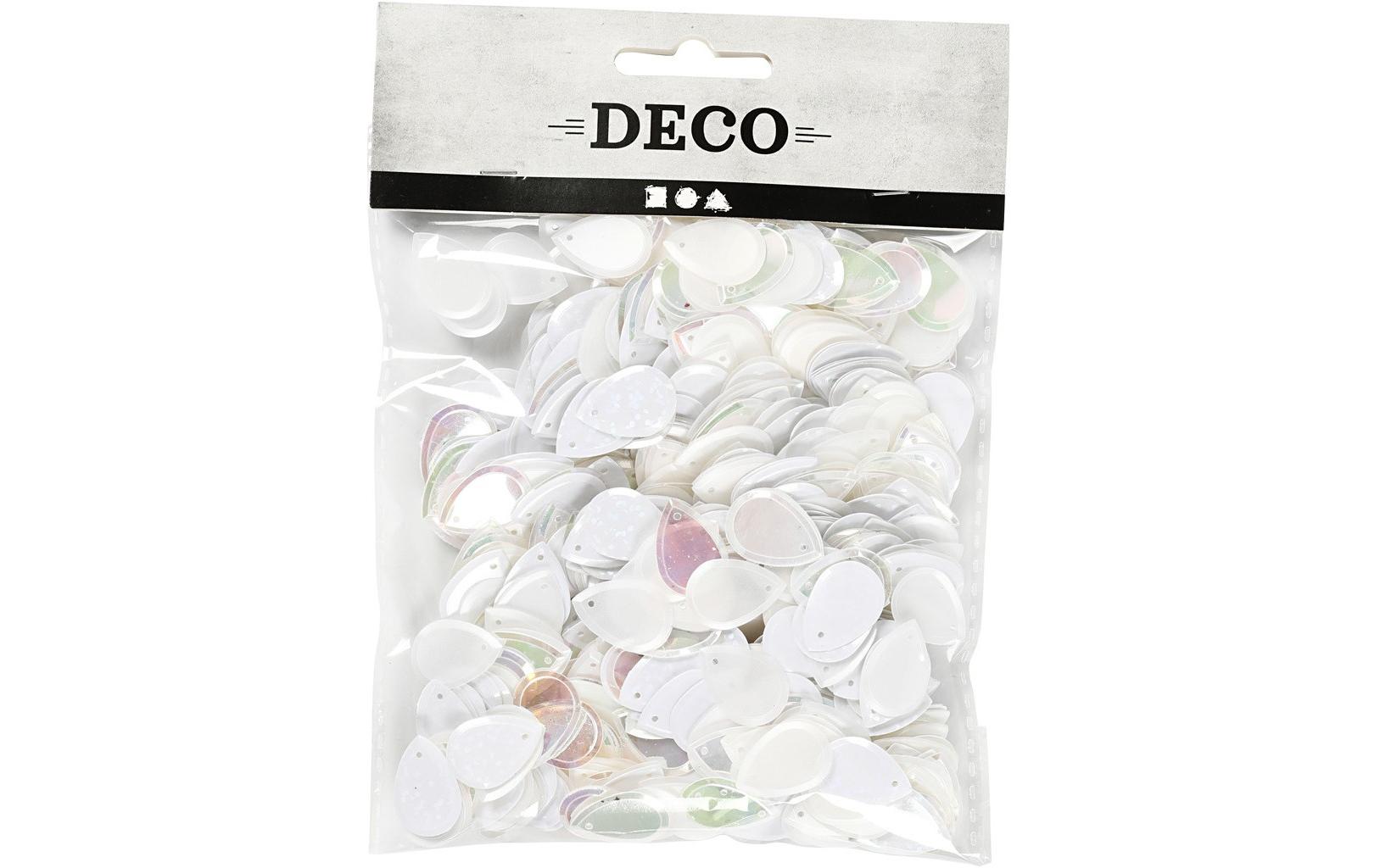 Pailletten 14 x 19 mm, 50 g, WeissMischung aus runden Pailletten mit Löchern