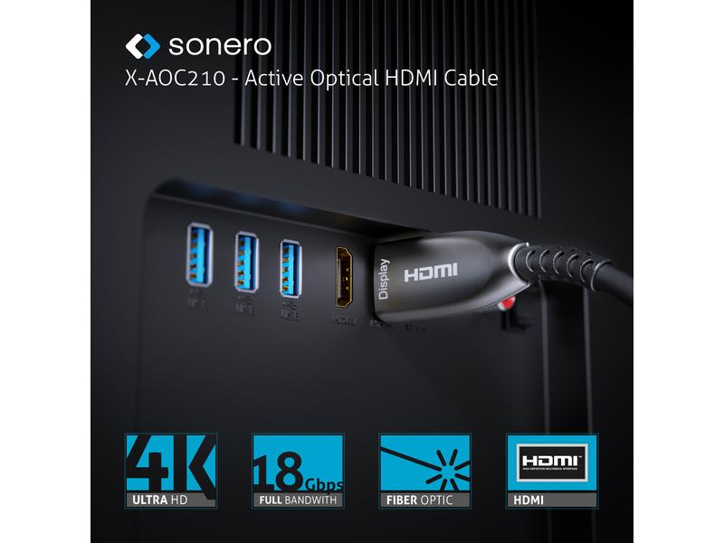 sonero Kabel Premium Zert. Aktiv HDMI 10 m Zertifiziertes Premium Aktiv HDMI Kabel, 4K UHD, HDR, 18Gbps