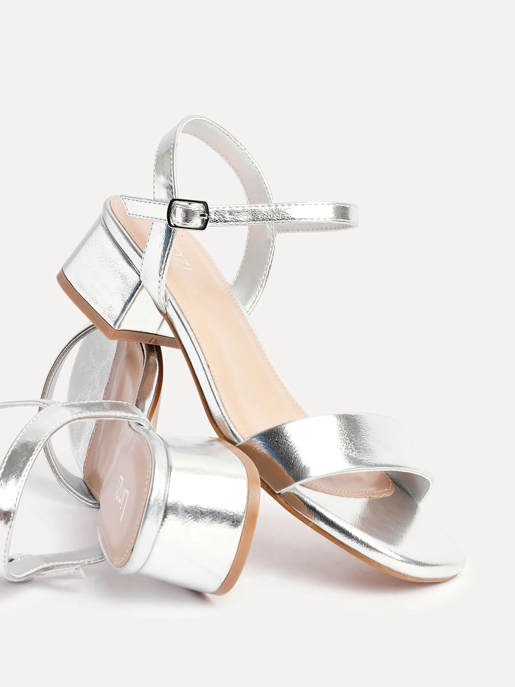 Zilver - Linzi Tillie Barely There Low Block Heel Sandals