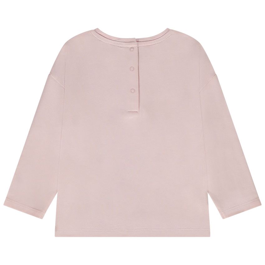 T-shirt manches longues oversize print licorne pour bébé fille - Rose