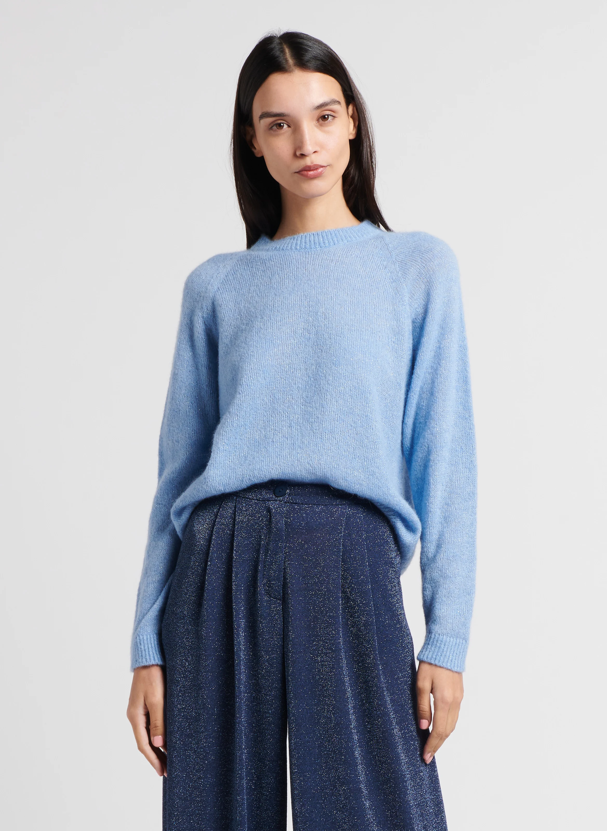 KYO - Pull droit en alpaga mélangé | Bleu
