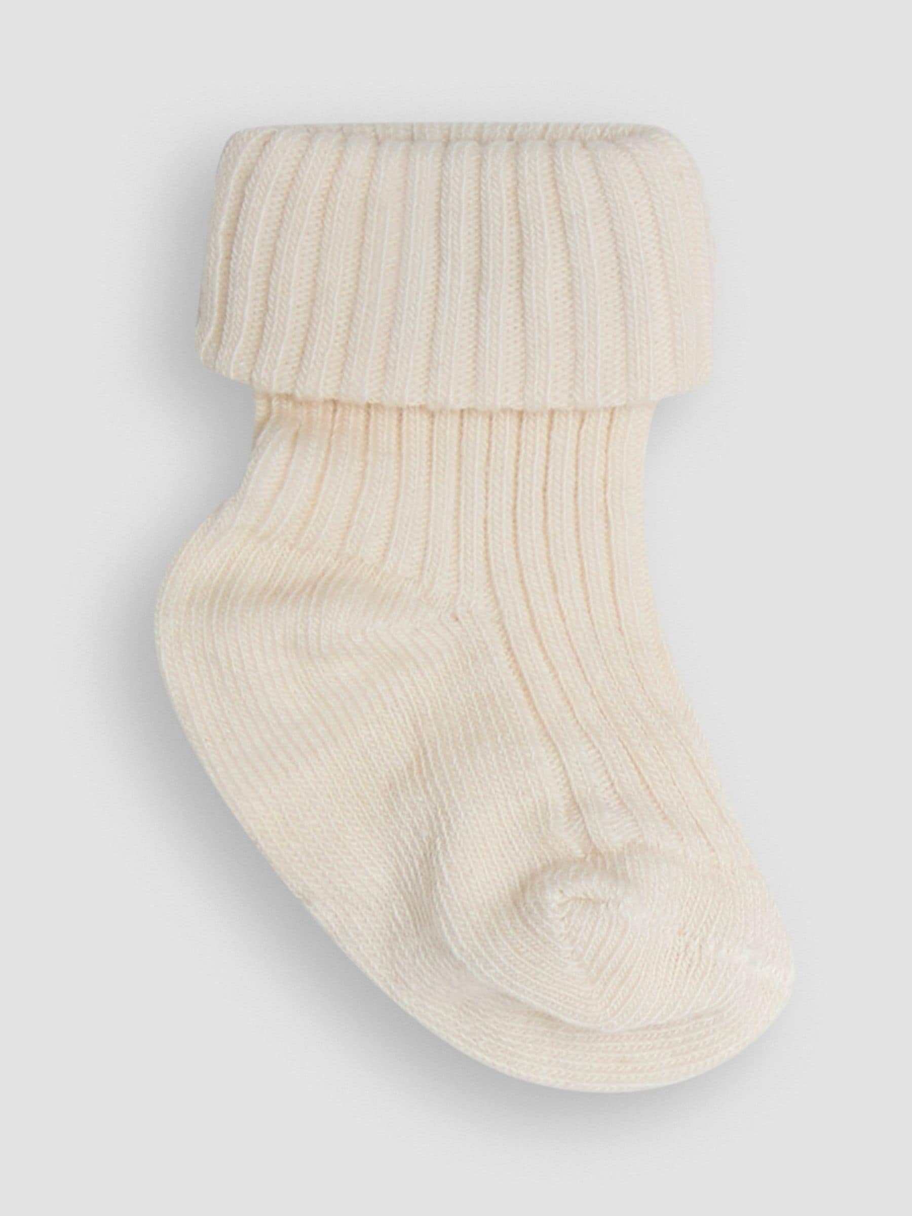 Ecru-crème - JoJo Maman Bébé Baby Geribbelde Sokken 3 Pak