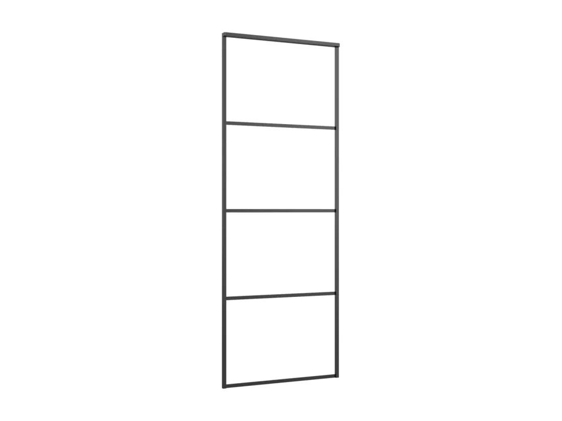 Porte coulissante Verre ESG dépoli et aluminium 76x205 cm Noir