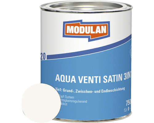 MODULAN 6220 Aqua Venti Satin 3in1 Lak RAL 9016 Verkeerswit 750 ml