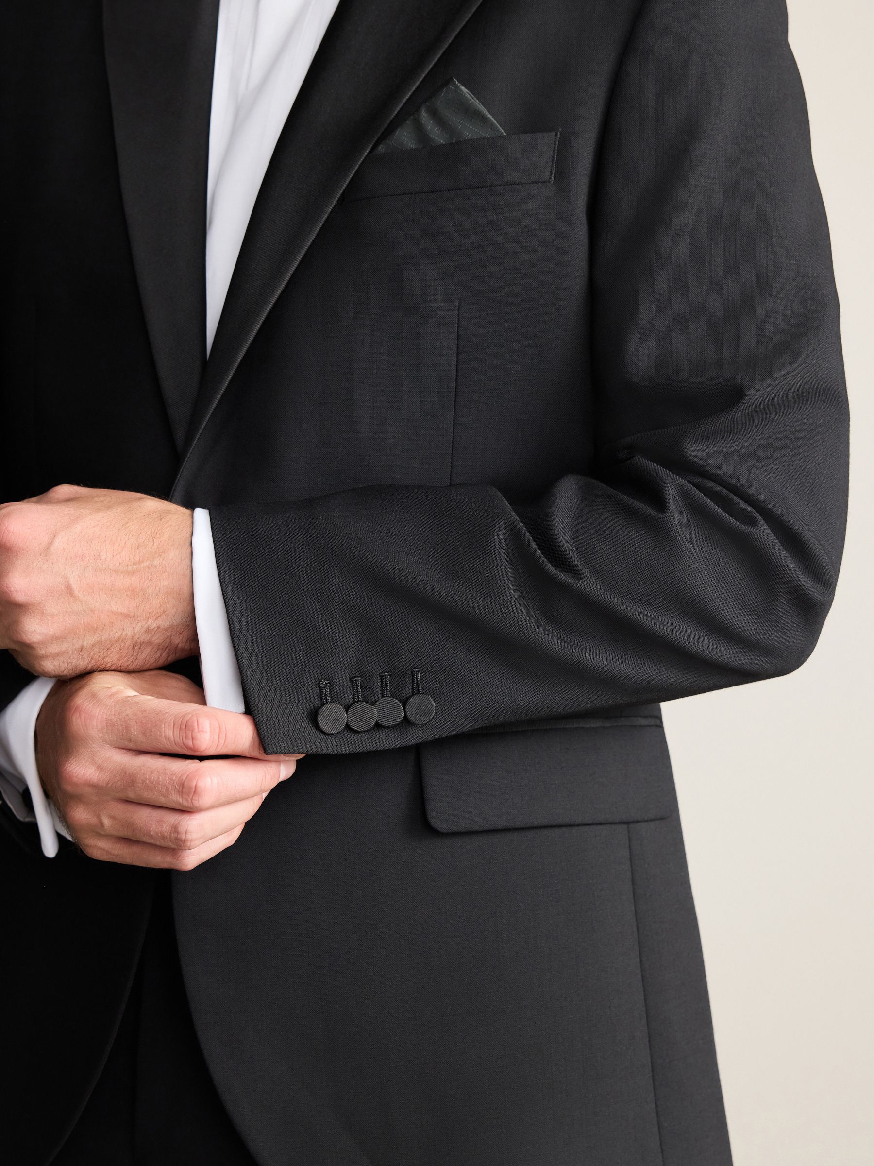 Zwart - Regular Fit Signature Nova Fides 100% Italian Wool Tuxedo Suit Jacket