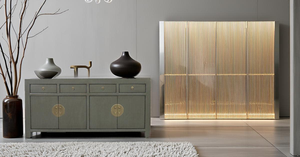 Fine Asianliving Chinees Dressoir Olijf Grijs