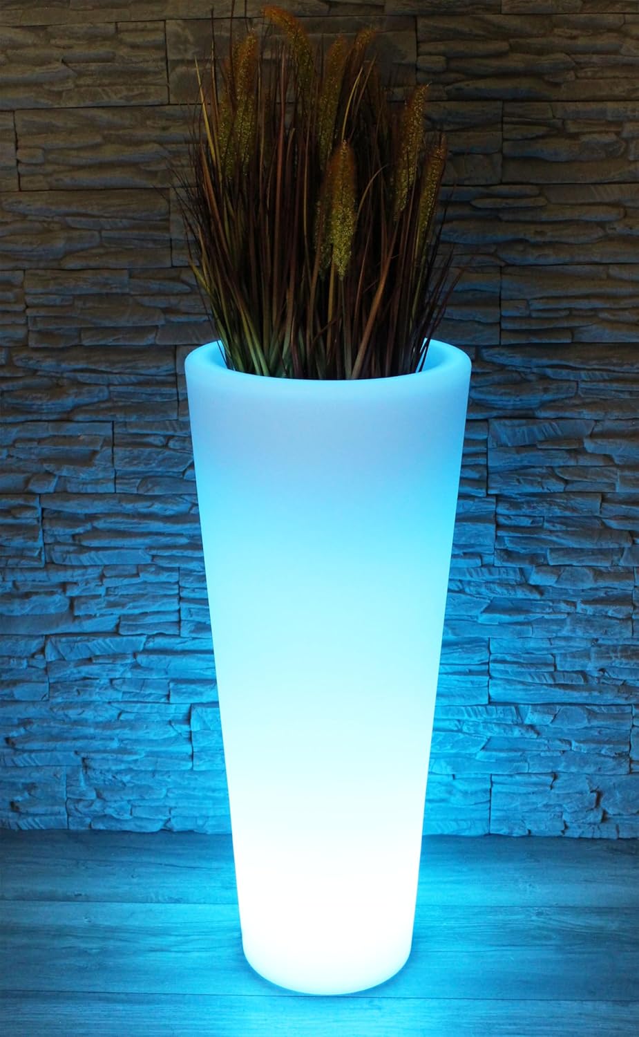 Arnusa Moderner beleuchteter Blumenkübel 90x37 cm Pflanzgefäß PL404S Blumentopf LED RGB mit Akku und Netzteil Indoor & Outdoor