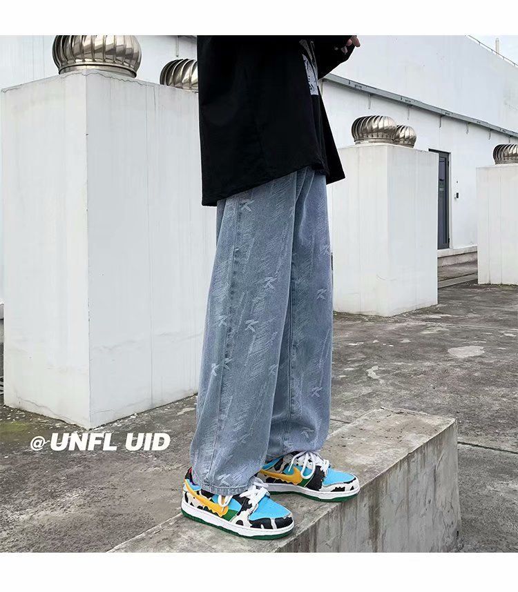 Urtishia - High-waist bedrukte wijde jeans