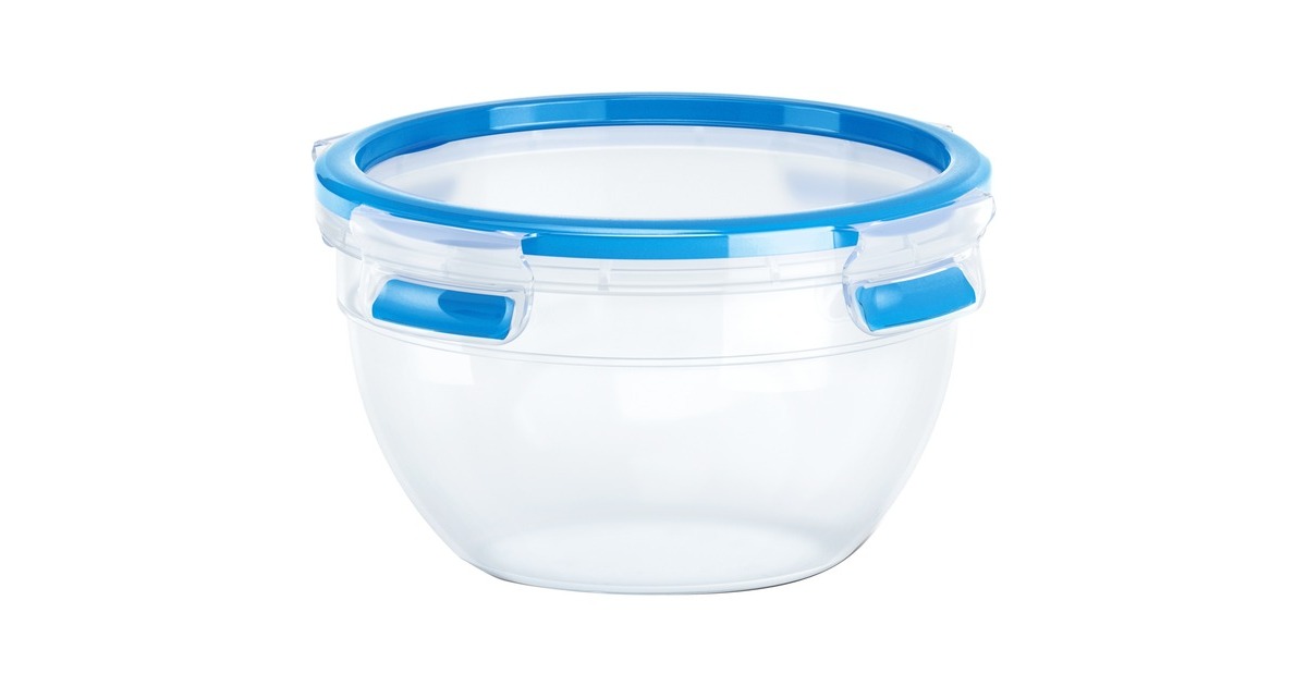 EmsaClip & Close vershoudbakje 1,1 L rondvormig doos  (Transparant/blauw, ruod, Ø 16,7cm)