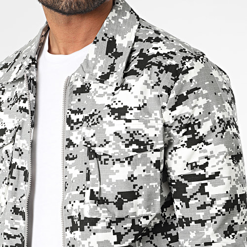 Veste Zippée Gris Blanc Camouflage