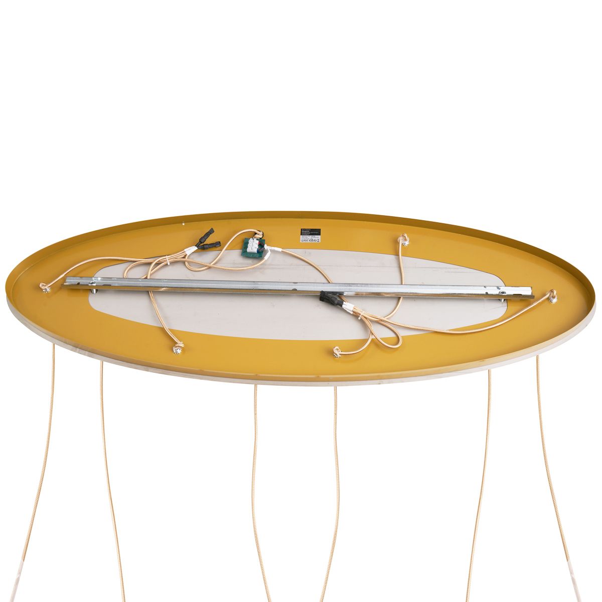 Art deco hanglamp messing met ovale plafondplaat en amber glas 6-lichts - Douglass