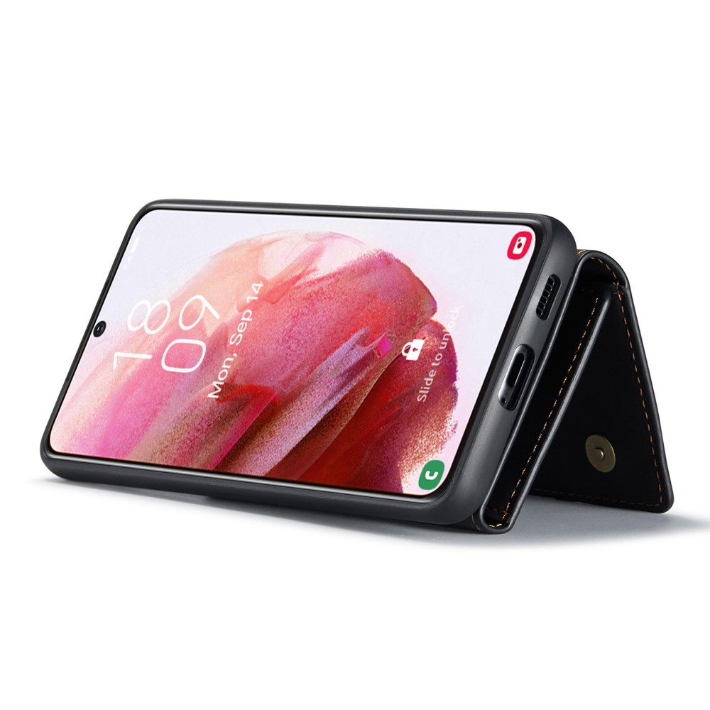 2in1 Samsung Galaxy S23 5G Leder Hülle Wallet   Magnetisches Kreditkartenfach - Schwarz
