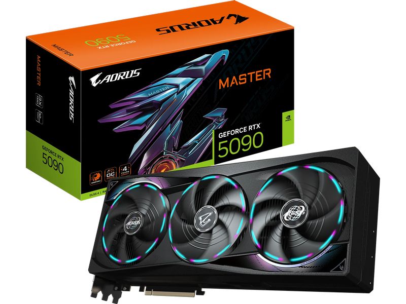 Gigabyte Grafikkarte AORUS GeForce RTX 5090 MASTER 32 GB Gaming Grafikkarte mit 32 GB GDDR7 Speicher