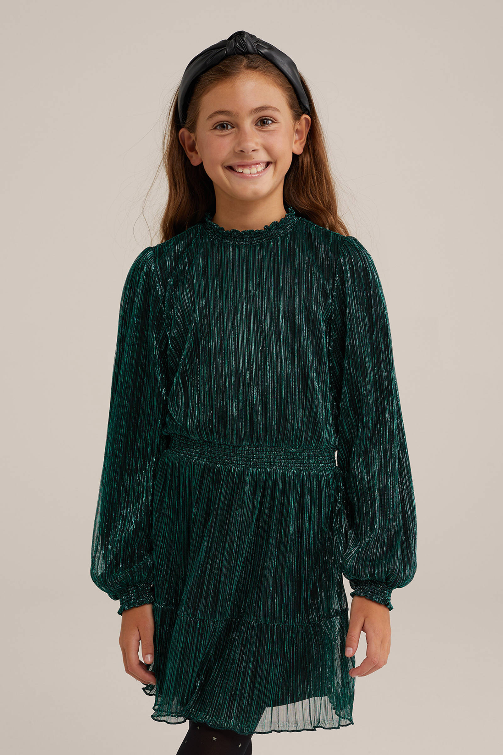 WE Fashion jurk donkergroen/zwart