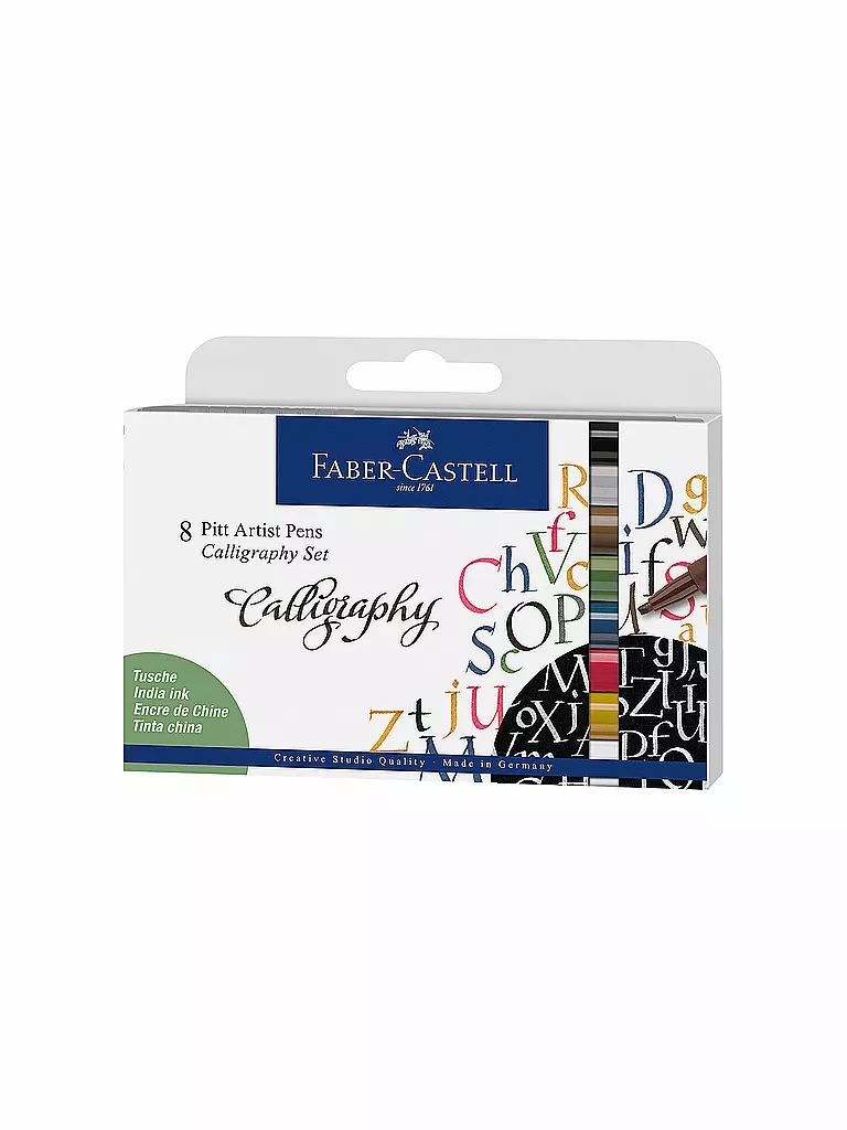 FABER-CASTELL Pitt Artist Pen Calligraphy Tuschestift, 8er Etui keine Farbe