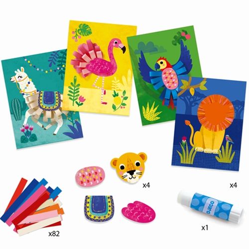 Djeco knutselset collage papier - wilde dieren