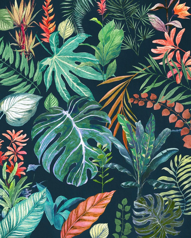 Komar Fototapete »Digitaldruck Vlies -  Colourful Leaves - Grösse 200 x 250 cm« bedruckt glatt Wohnzimmer, Schlafzimmer
