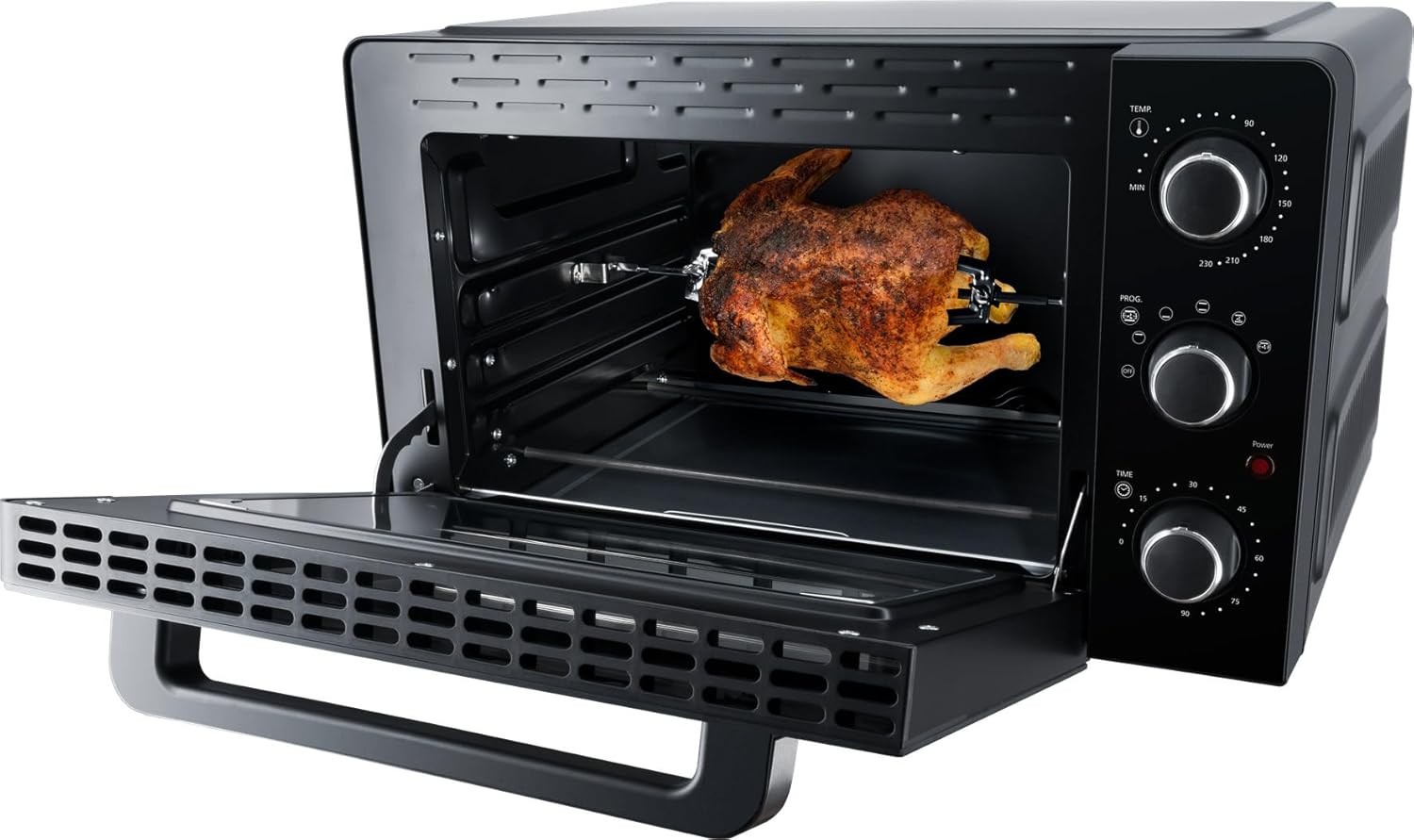 Steba Grillbackofen mit PFAS-freiem Innenraum, ca. 24 Liter, 3 Einschubebenen, emailliertes Backblech, Grillrost, Drehspieß, Doppel-Glastür, KB 224
