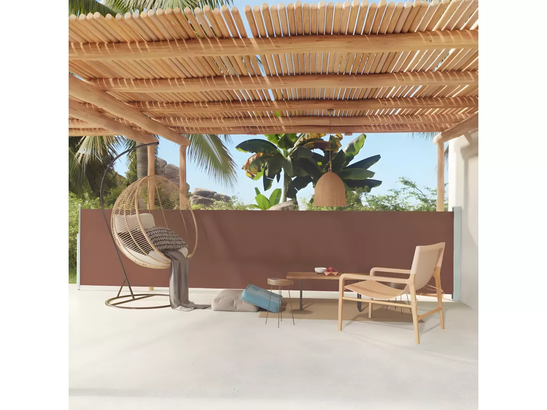 Auvent latéral rétractable de patio 117x600 cm Marron