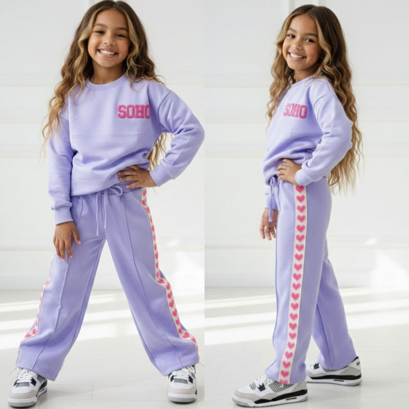 Uni Stripe hearts only soho set - paars