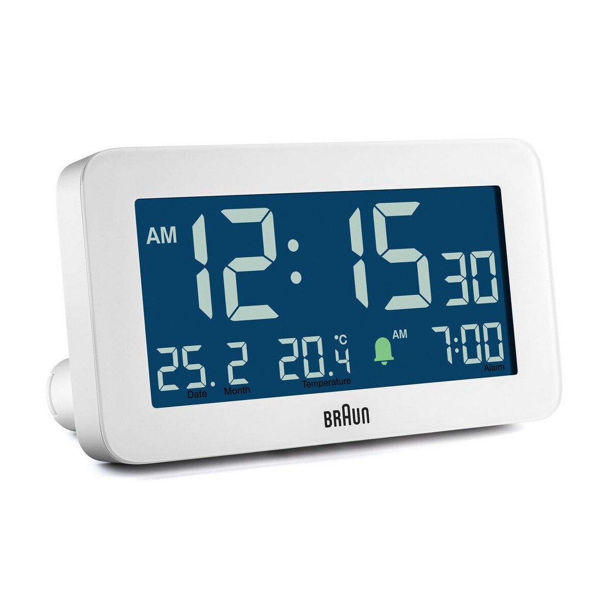 Braun digital vekkerklokke hvit temperatur/dato BC10W