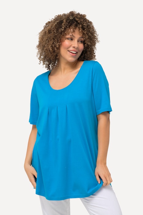 T-Shirt, Zierfalten, A-Linie, Rundhals, Halbarm, Modal
