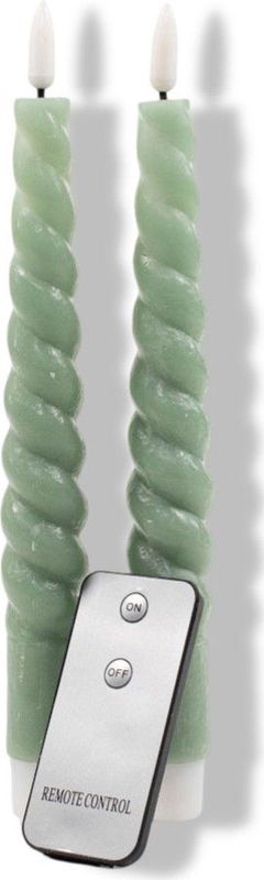 Anna's Collection LED dinerkaarsen swirl jade groen 2x st 23