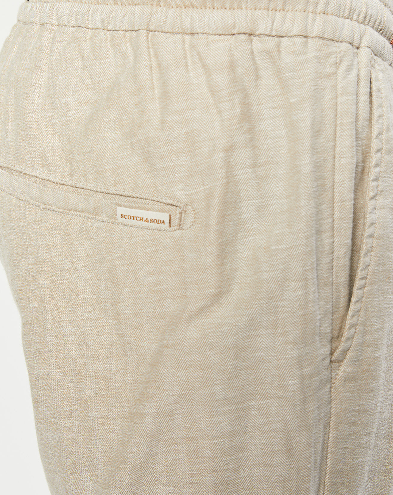 Scotch & Soda Pantalon en Coton Bio & Lin Warren Tapered beige