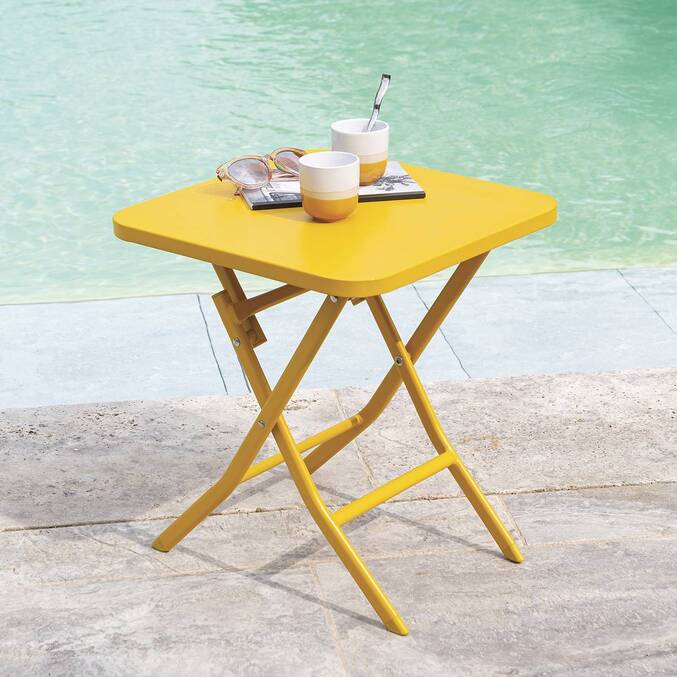 Table d'appoint de jardin carré GREENSBORO Jaune moutarde