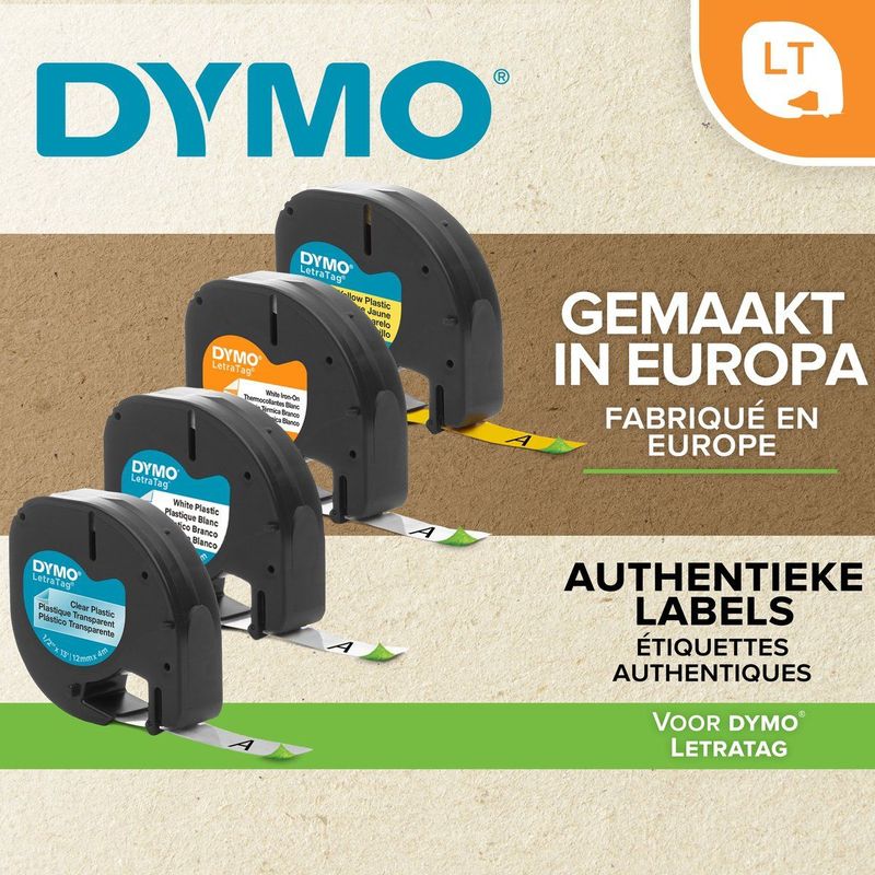 DYMO - Letra Tag - Lint Beletteringssysteem - Wit - Papier - 12 mm
