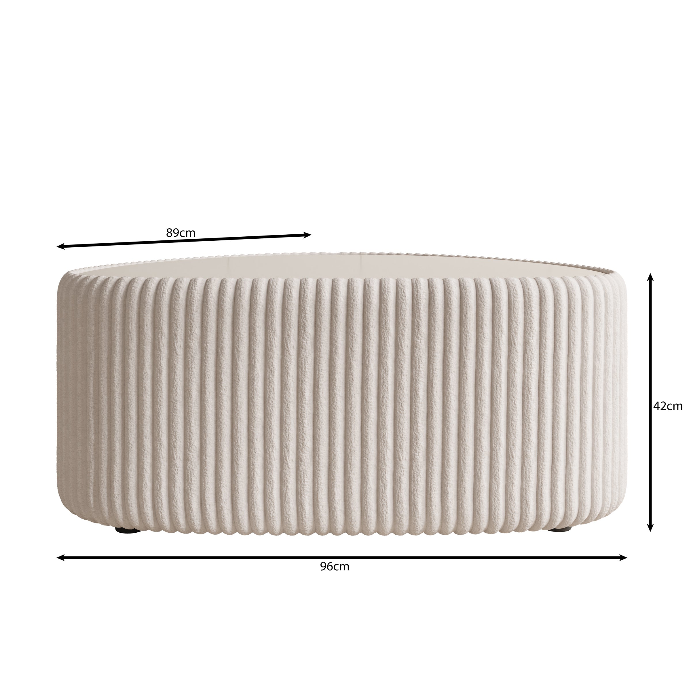 Marlen - Salontafel - Fluffy ribstof beige - 96x89x42 cm